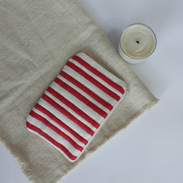 Red Striped Quilted Pouch