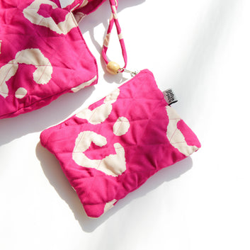 Pink and white affair Quilted Bag with a pouch