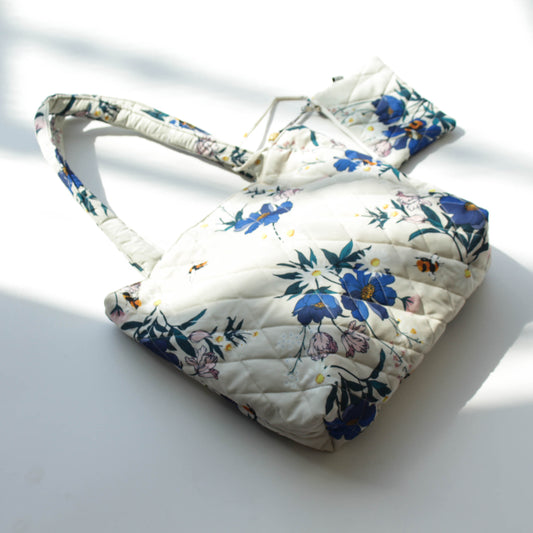 Flowery Affair Quilted Bag with a Pouch