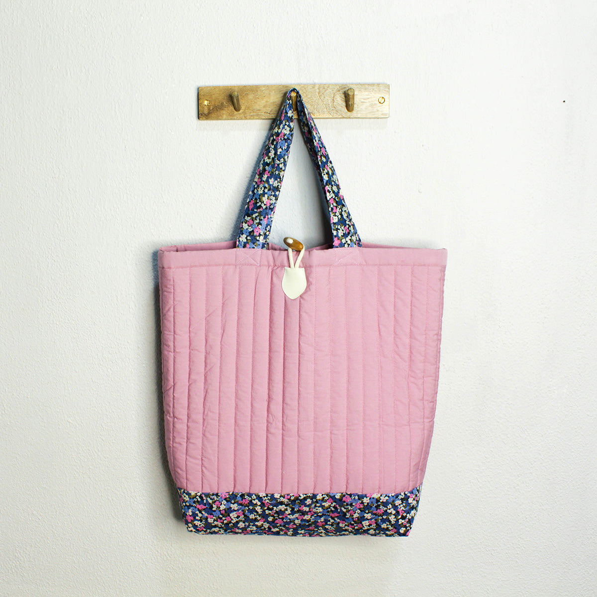 Quilted Tote With Floral Zipper Pouch