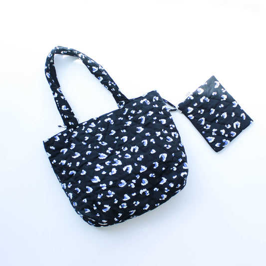 Abstract Flower Print bag with Pouch