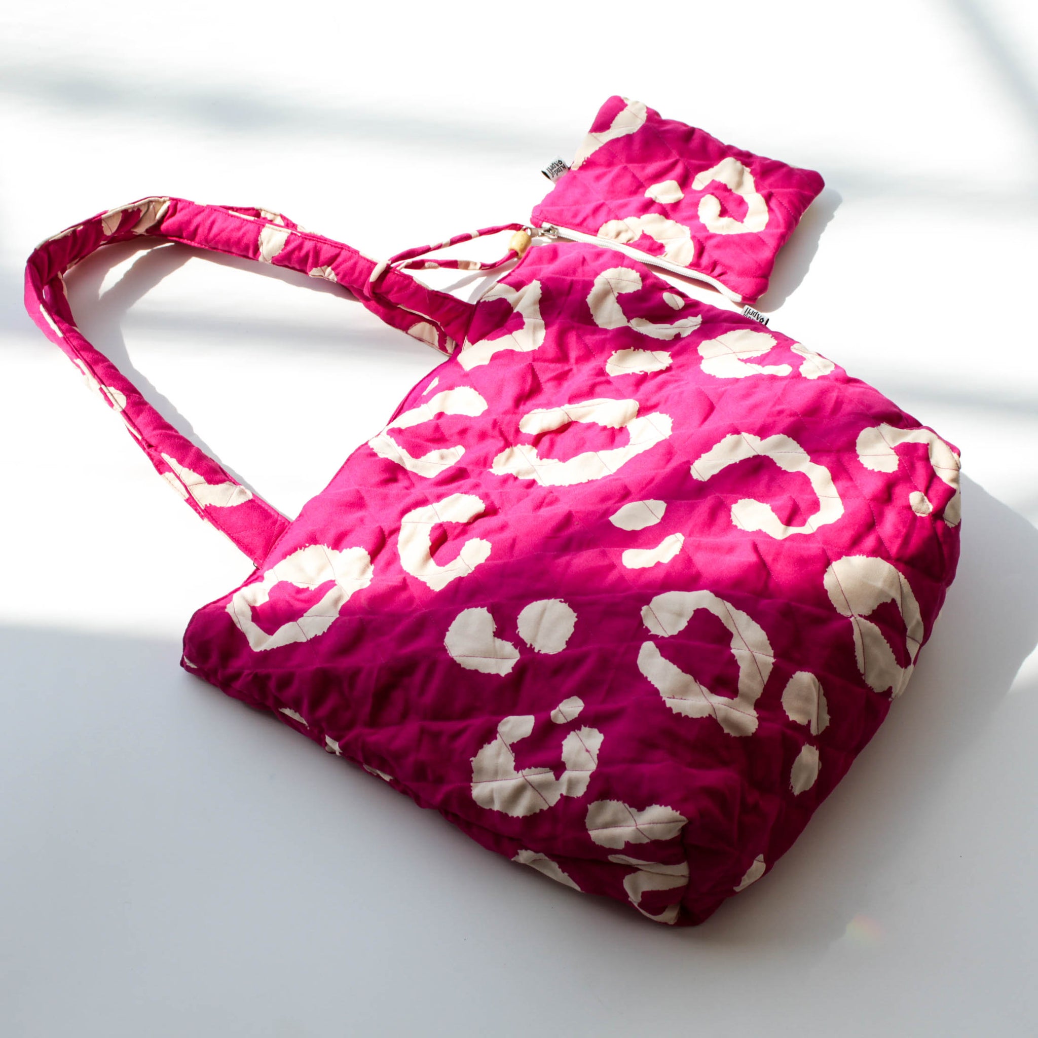 Pink and white affair Quilted Bag with a pouch